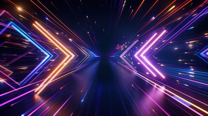 Fototapeta premium Abstract Neon Tunnel with Glowing Lines