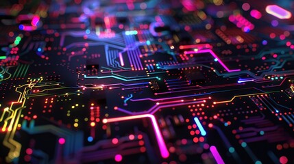 Neon Circuitry Abstract