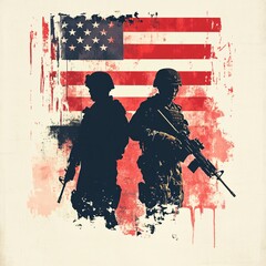 USA soldier silhouettes flag graphic design. ar