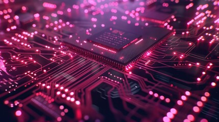 Fototapeta premium Circuit Board with Glowing LEDs