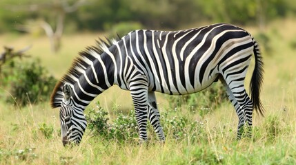 Fototapeta premium Zebra Grazing in the African Savanna