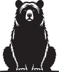 Bear sitting Silhouette vector illustration isolated on white background