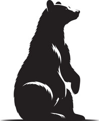 Bear sitting Silhouette vector illustration isolated on white background