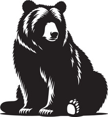 Bear sitting Silhouette vector illustration isolated on white background