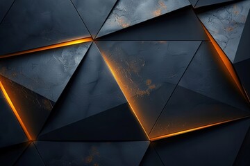 Abstract geometric dark background with glowing lines.
