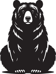 Bear sitting Silhouette vector illustration isolated on white background