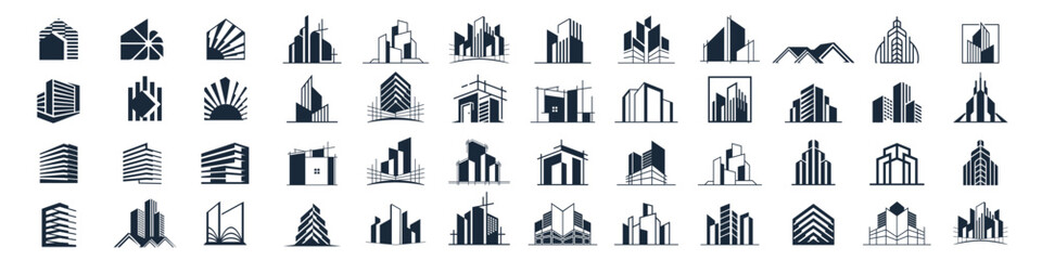 Building icon vector set. apartment illustration sign collection. skyscraper symbol. architecture logos inspiration.