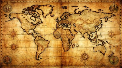 Vintage map of the world from 1602 , antique, cartography, historical, exploration, geography, ancient, earth, continents, oceans