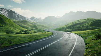 Fototapeta premium Stunning Hyper Realistic Winding Road Illustrating the Journey to a Brighter Future, Embracing Hope and Progress.