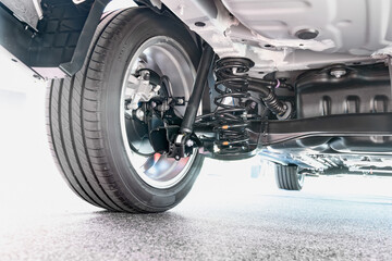 MPV car suspension and rear drive shaft.