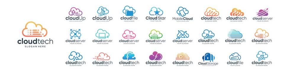 cloud logo design inspiration. cloud logos icon template vector set.