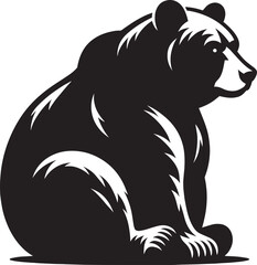 Bear sitting Silhouette vector illustration isolated on white background
