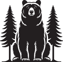 Bear sitting Silhouette vector illustration isolated on white background