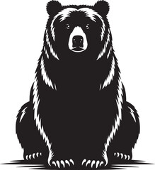 Fototapeta premium Bear sitting Silhouette vector illustration isolated on white background
