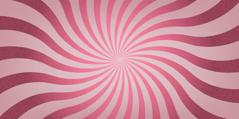 Pink Swirl Optical Illusion with Stippled noise dots Texture. Vintage candy color sunburst retro background