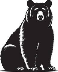 Bear sitting Silhouette vector illustration isolated on white background