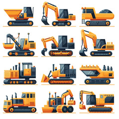 Construction machine set vector illustration 