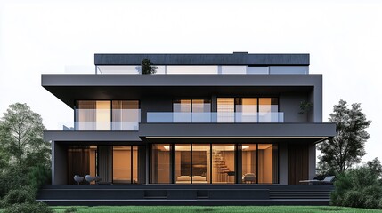 opulent contemporary home isolated on a clear backdrop