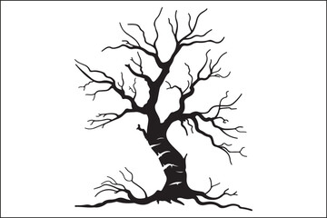 Eternal Silence Monochromatic Art Dead Tree Art Vector Illustration, Resilience of Time, Black Vector Art, Decay Depiction, Nature Illustration, Abstract Tree Art