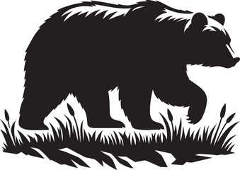 Obraz premium Bear Walking Silhouette vector illustration isolated on white background