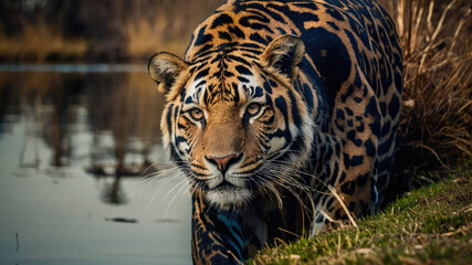 Obraz premium Stalker in Stripes: The Majestic Hunter's Gaze