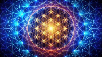 Fototapeta premium Sacred geometric pattern representing the interconnectedness of all life , Flower of life, cosmic