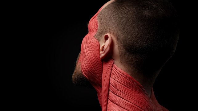Detailed view of the sternocleidomastoid muscle, emphasizing its role in raising the sternum to increase thoracic volume during respiration, anatomy, respiratory accessory muscle