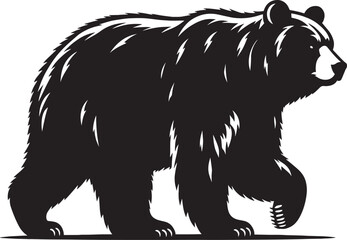 Bear Walking Silhouette vector illustration isolated on white background