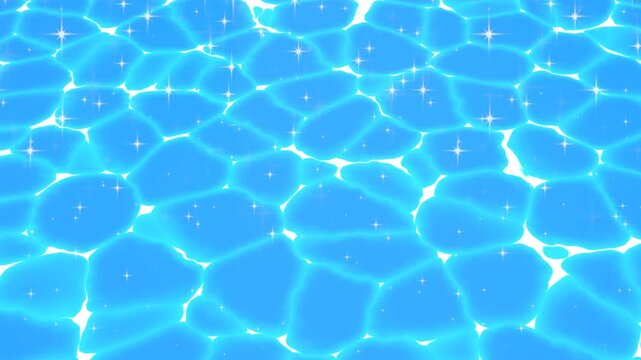 2d creative trend animation of top view ripples waves sparkles shiny water surface pool sea surface beach blue background 4k motion video