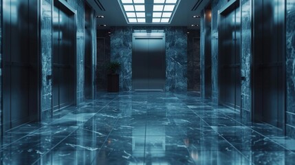 A long hallway with a single potted plant, great for interior design or real estate images