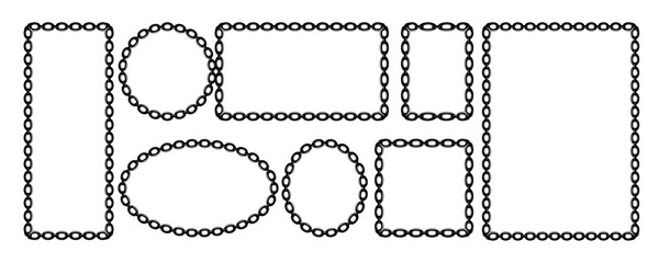 Metal chain or steel decorative frames collection set in black colours