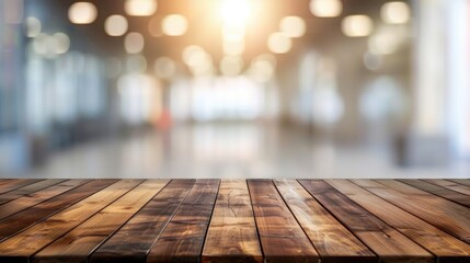 Wooden Tabletop Against a Blurred Background