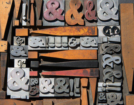 Ampersands & Exclamation marks, letterpress blocks
