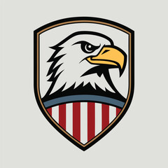 Bald eagle with an american flag vector illustration.