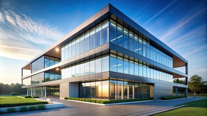 Fototapeta premium Modern building with sleek design against a clear sky , architecture, urban, futuristic, contemporary, structure