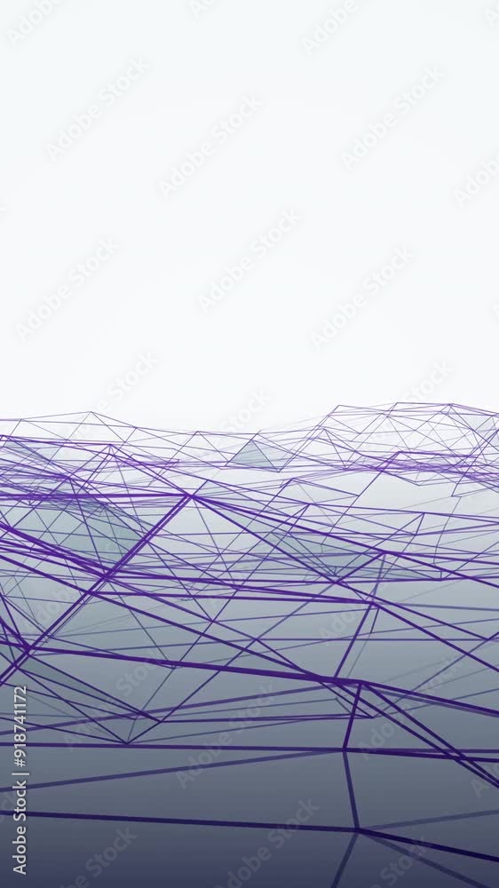 Poster plexus dynamic digital surface movement. interconnected loop. particles slowly moving, white backgro