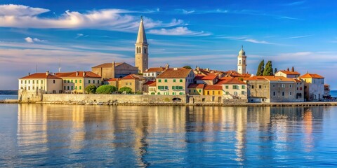 Fototapeta premium A breathtaking view of the historic skyline of Porec, a charming Mediterranean town in Istria, Croatia , Porec