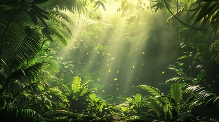 Sunlight Filtering Through Lush Jungle Canopy