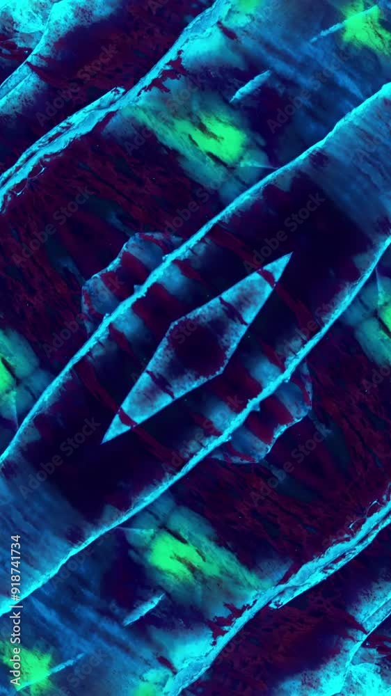 Poster blue kaleidoscope sequence patterns. abstract multicolored motion graphics background. beautiful bri