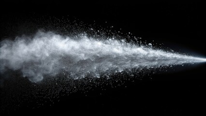 Spray mist of aerosol jet splash on black background, realistic effect, aerosol, jet, splash, black background, realistic, effect