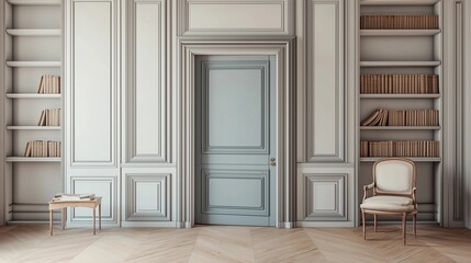 大きな木のドアのある部屋