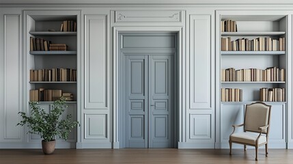 大きな木のドアのある部屋