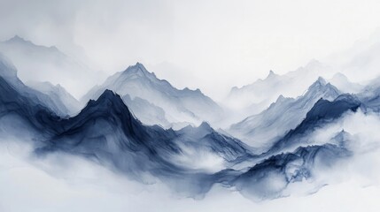 Obraz premium Ink style, panorama of the mountains.