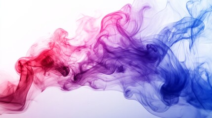Vivid Smoke Art. Red, Purple, and Blue Swirls on a Pure White Canvas.