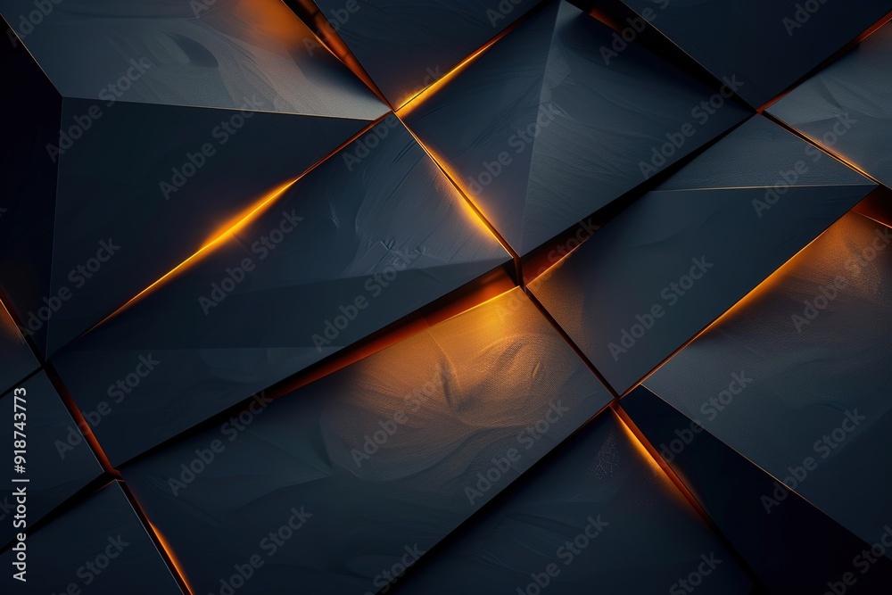 Fototapete abstract geometric pattern with glowing edges.