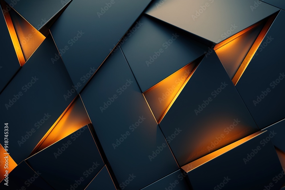 Fototapete abstract geometric pattern with glowing edges.
