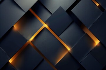 Abstract dark blue and gold geometric background.