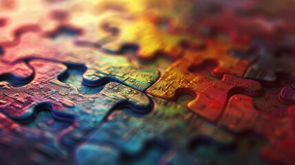 Naklejka premium Colorful Puzzle Pieces Close Up