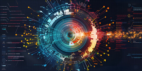 Obraz premium Abstract Data Visualization in Digital Technology, Advanced Data Analytics and Processing