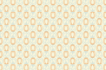 Rose tulip petals outline design seamless repeat pattern